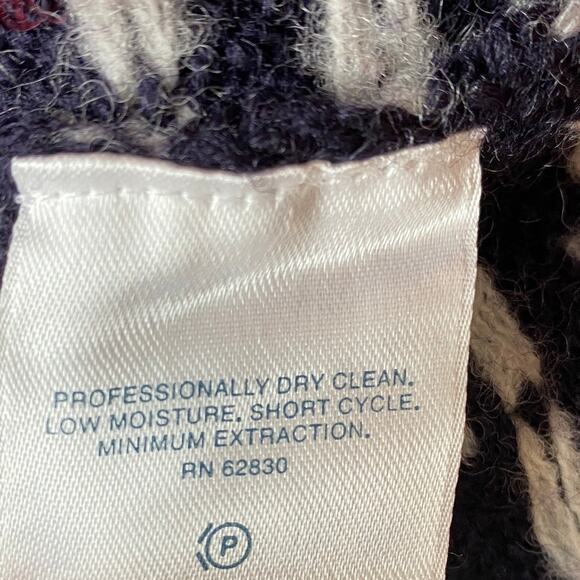 Vintage Lands End Wool Fair Isle Sweater Men M Navy Snowflake Birdseye Aspencore - Picture 6 of 9